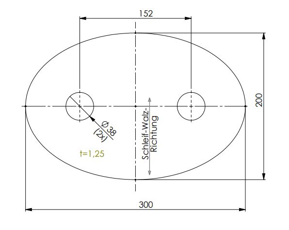 300 x 200mm oval Maße